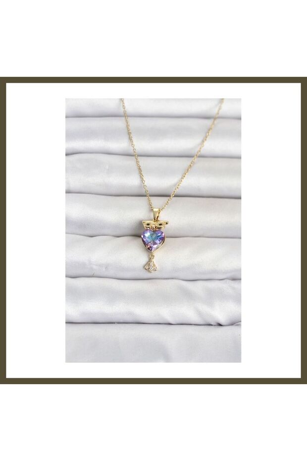 316L Stainless Steel Chain, Gold-Colored Owl-Design Women's Necklace BX