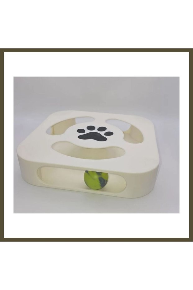 3D-Printed Interactive Cat Toy: Paw-Patterned Ball Puzzle, Square Ball Obstacle Course BX