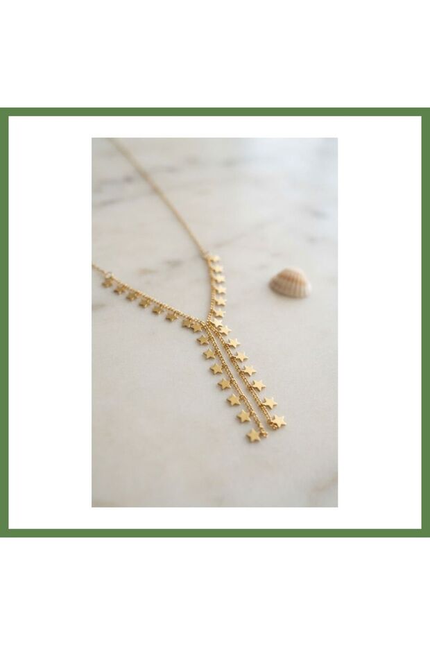Gold-Plated Brass Star-Shaped Women's Necklace HB006