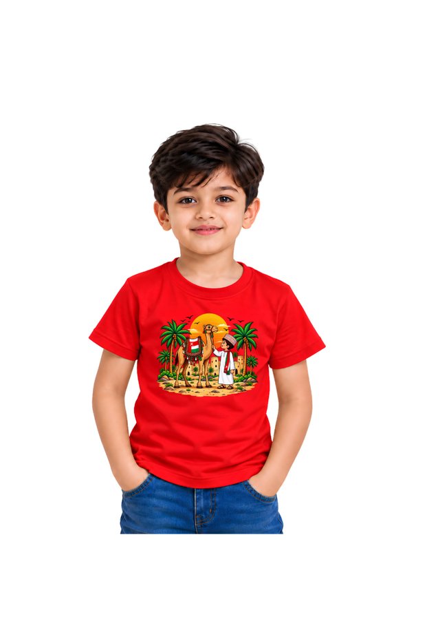 Oman Kids Boys T-Shirt | Round Neck Short Sleeve | Casual Everyday Wear
