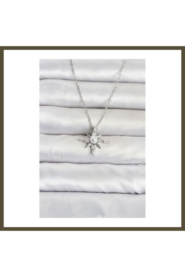 316L Stainless Steel Chain, Silver-Colored North Star Design Women's Necklace BX