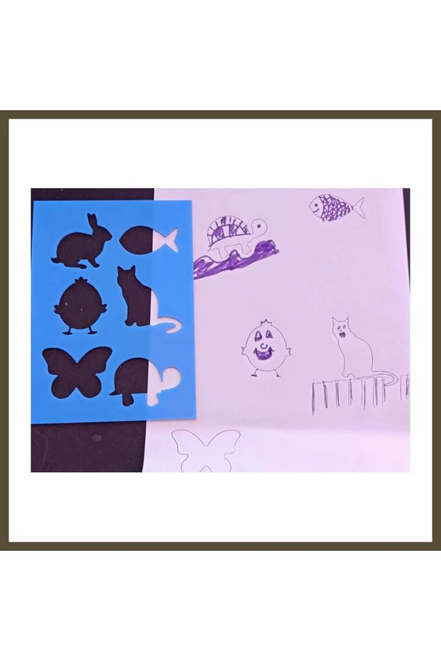 3D-Printed Animal Figures Drawing Template - Multi-Design Template - Blue BX