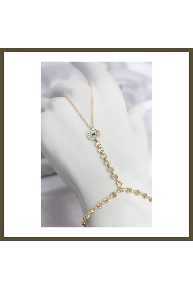 Gold-Colored Brass Shahmeran with Zircon Stones, Evil Eye Design Modal BX