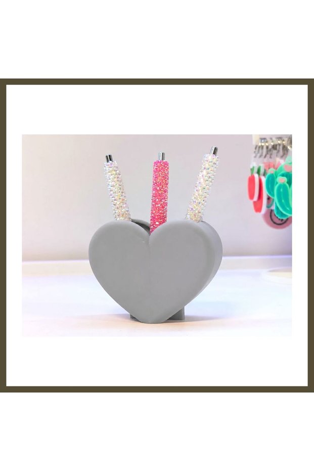 3D-Printed Shaped Pencil Holder - Desktop Organizer - Gray BX