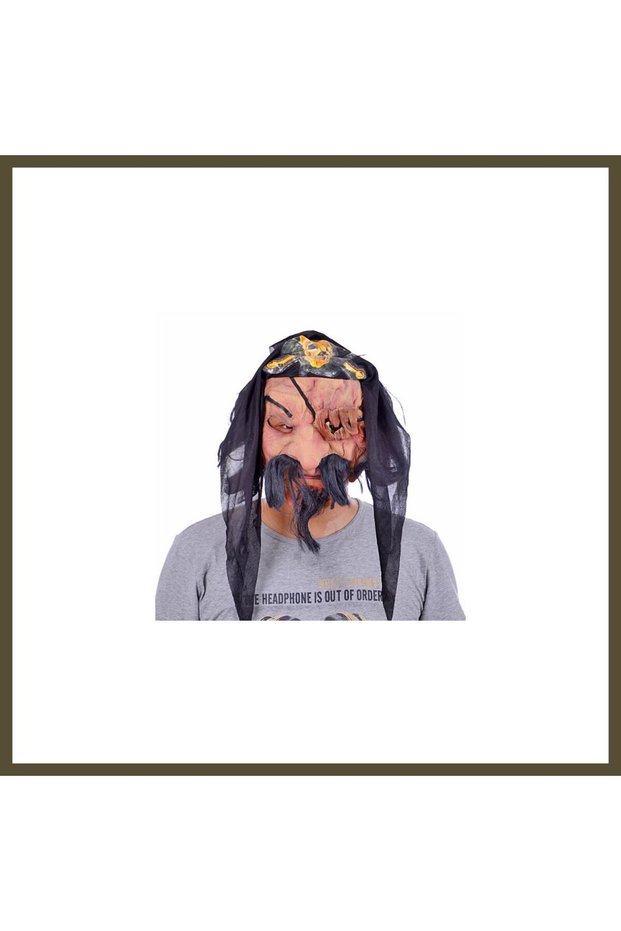 Latex Pirate Mask with Hair and Beard BX