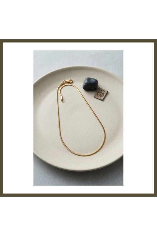 316L Stainless Steel, Gold-Colored, 55 cm Snake-Style Men's Necklace BX