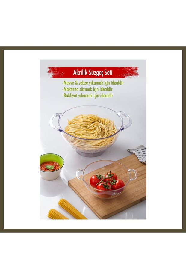 Clear Acrylic 2-Piece Colander Set (Pasta & Rice Colander) BX