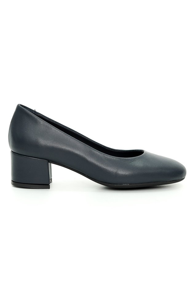 Genuine Leather Navy Blue Low-Heeled Ballet Flats for Women - FlexZ2608