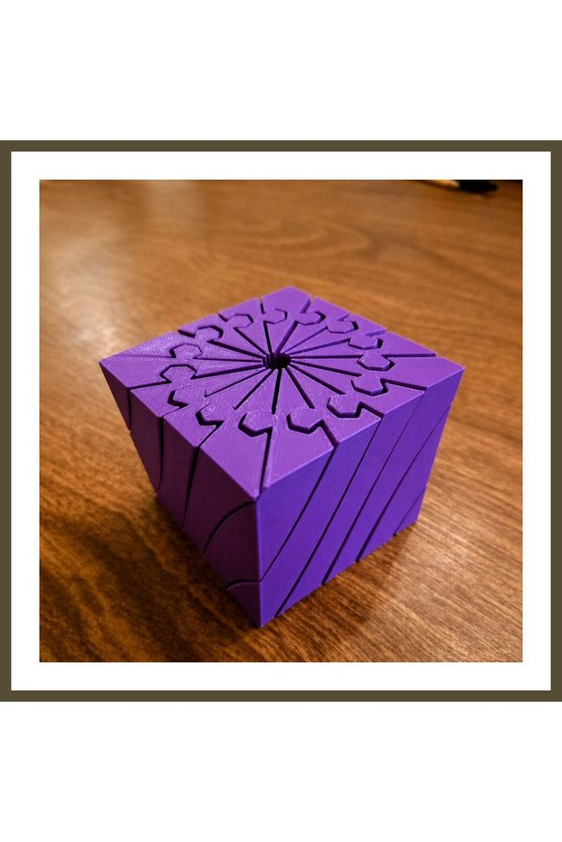 3D-Printed Twisting Cube - Mechanical Rotating Puzzle Cube - Purple BX