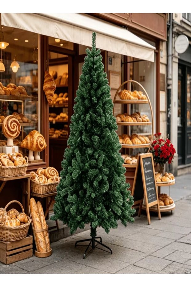 1.2m/1.5m/1.8m/2.1m/2.4m/3m Artificial Green Christmas Tree, Dense PVC Pine Needles, Hinged Branches, Foldable Metal Stand Indoor Xmas Decor