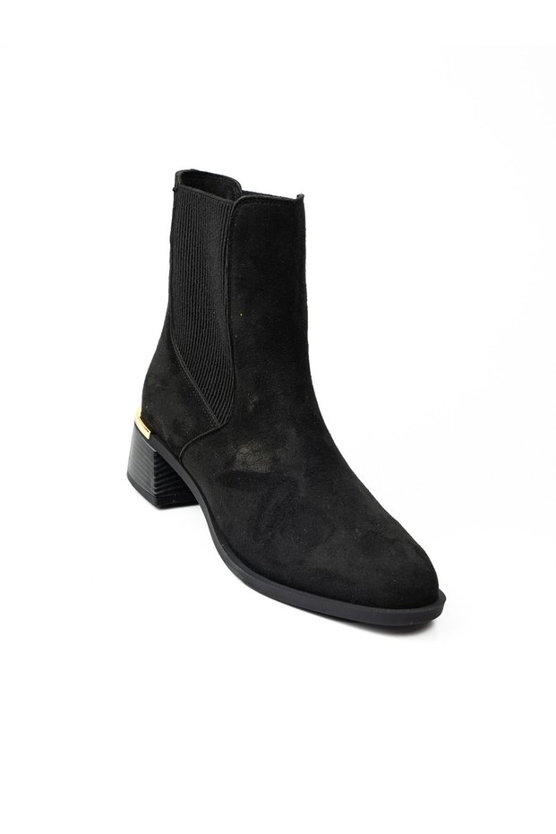 553 Black Suede Women's Heeled Boots
