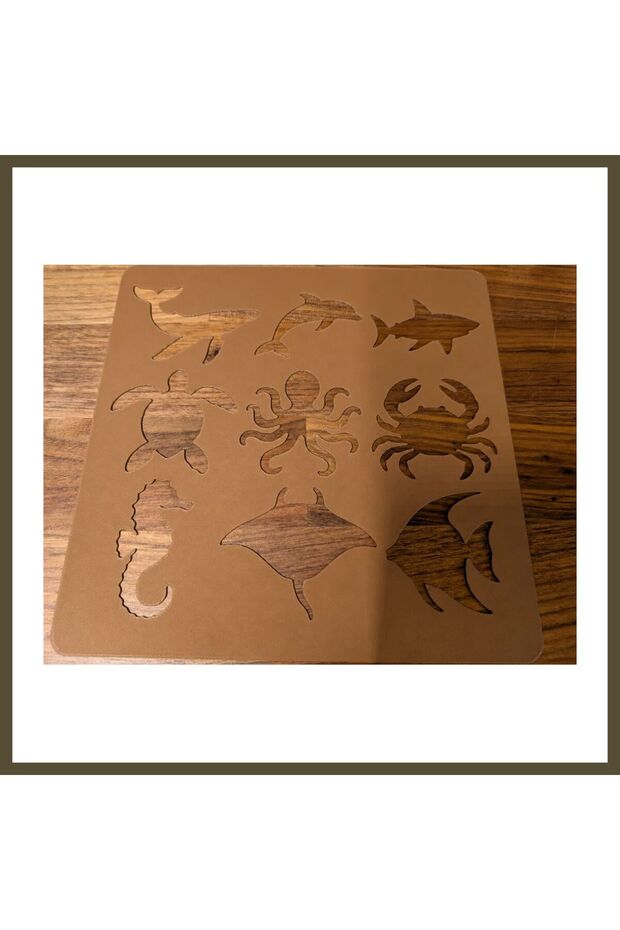 3D-Printed Marine Animals Drawing Template - Multiple Design Template - Brown BX