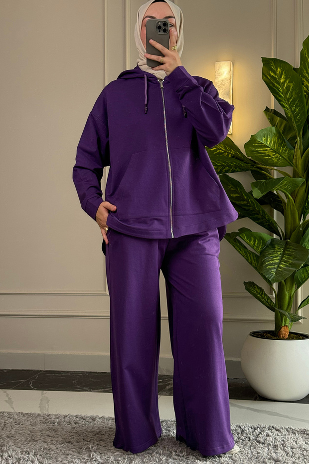 9290 - Stylish and Comfortable 2-Yarn Hooded Casual Women's Set