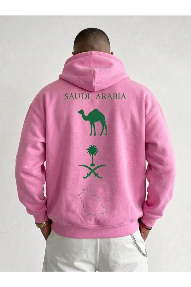 Pink Oversized Hooded Sweatshirt, 100% Cotton
