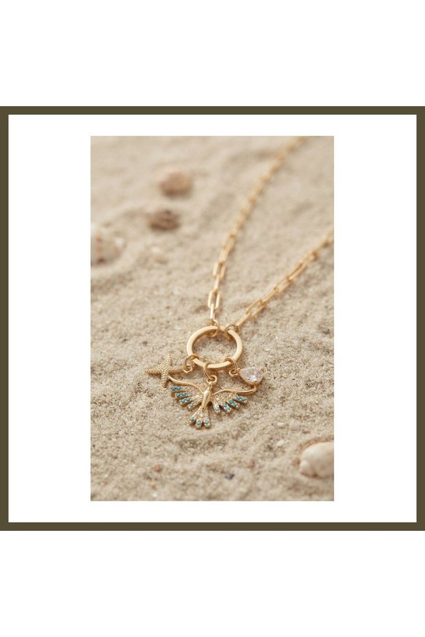 Gold-Colored Clip Chain Phoenix-Design Modal Women's Necklace BX