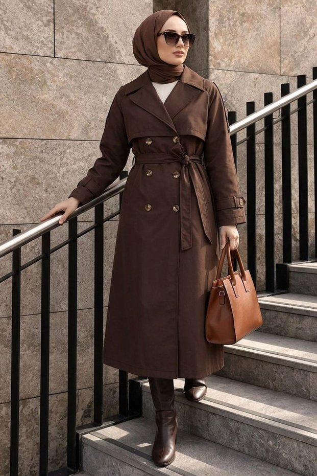Classic Collar with Belt, Torino Brown Trench Coat 63270KH