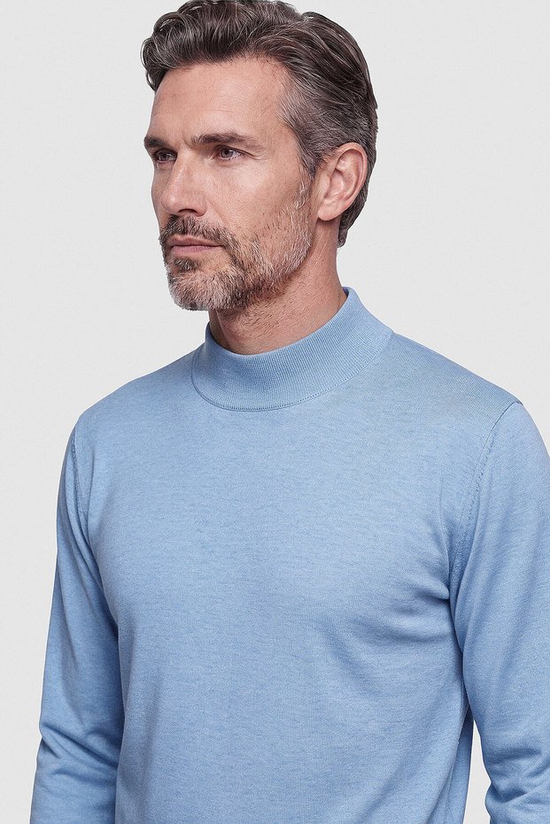 Solid Color Half-Turtleneck Short-Sleeved Knit Sweater