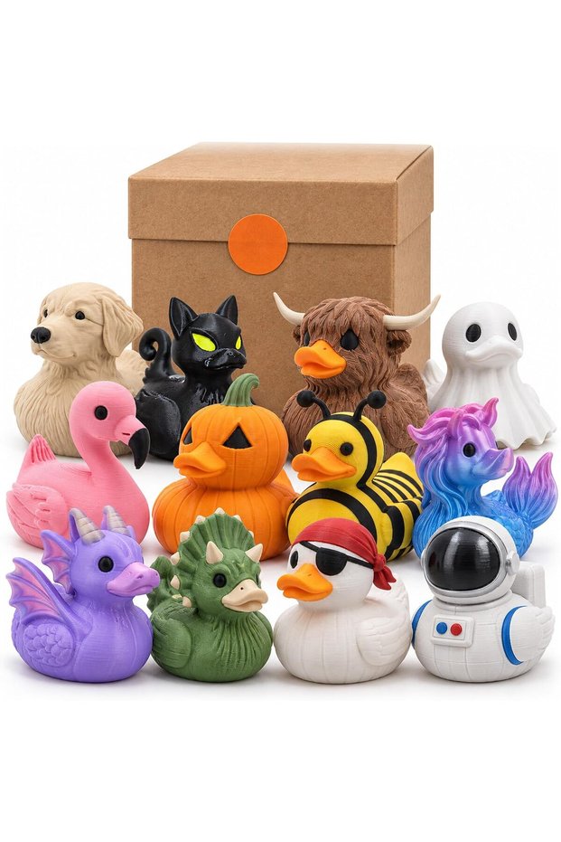 3D Printed Duck Figurine Blind Box, Random Design from 88 Collectible Ducks, Not a Bath Toy