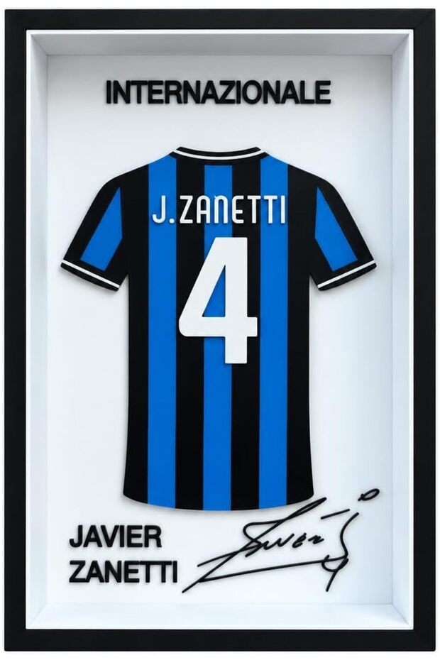Javier Zanetti Inter No. 4 Collectible Jersey Frame, 23 x 15 cm