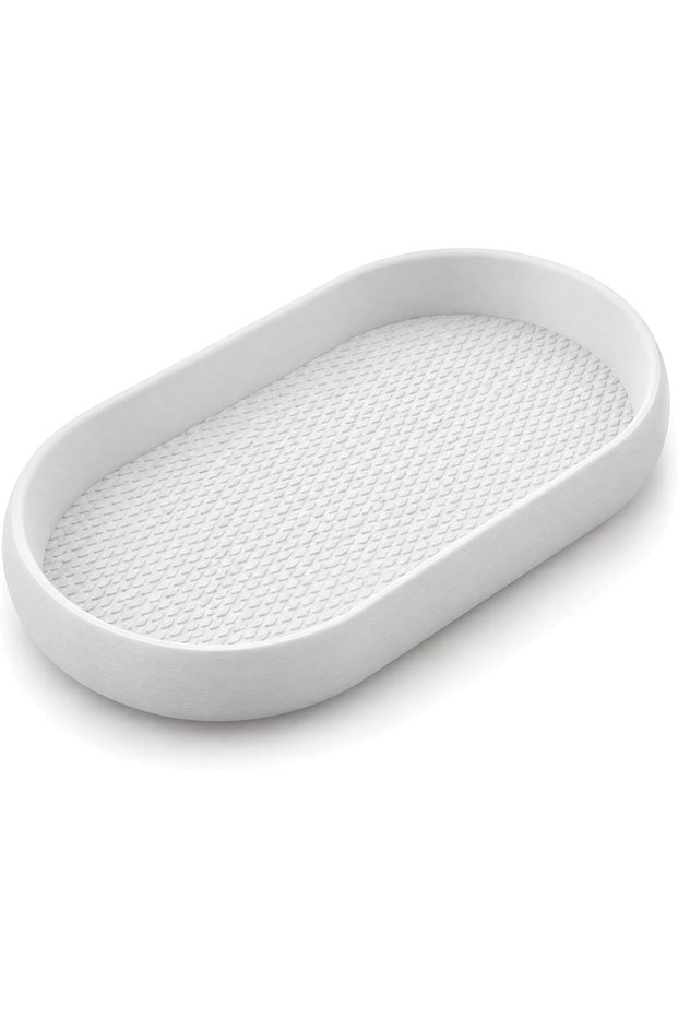 Eyeglasses Tray, Oval Sunglasses and Glasses Holder Dish with Textured Non-Slip Base, White