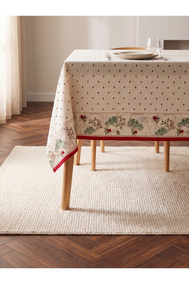 High-Quality Items from Çelebi Store: Flower-Embroidered Tablecloth