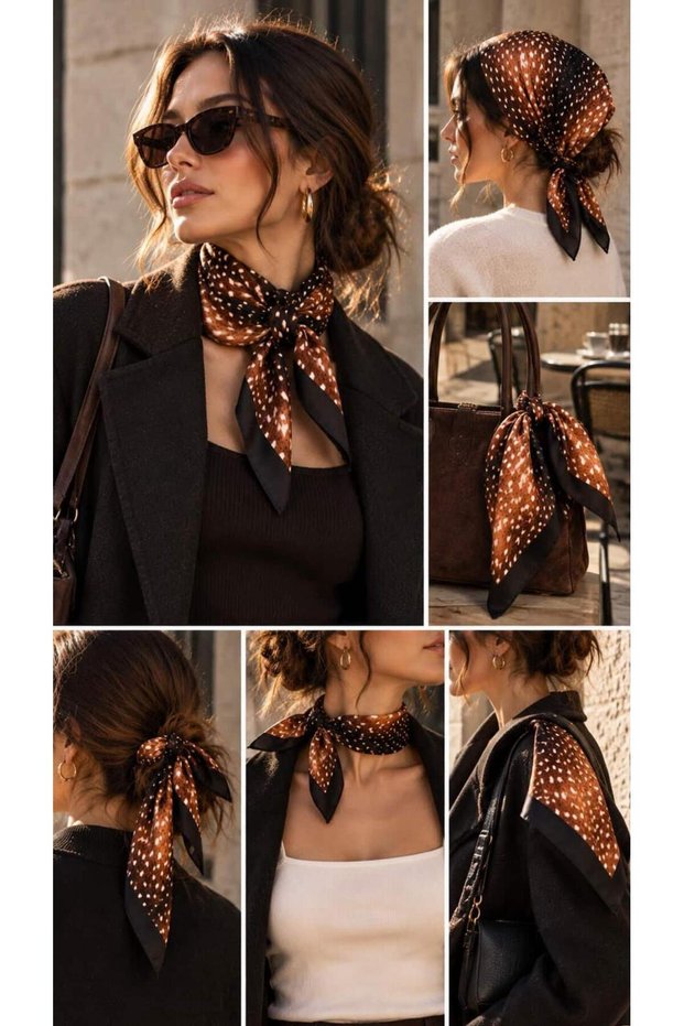 Coffee-Colored Bamboo-Patterned Scarf FLR2014