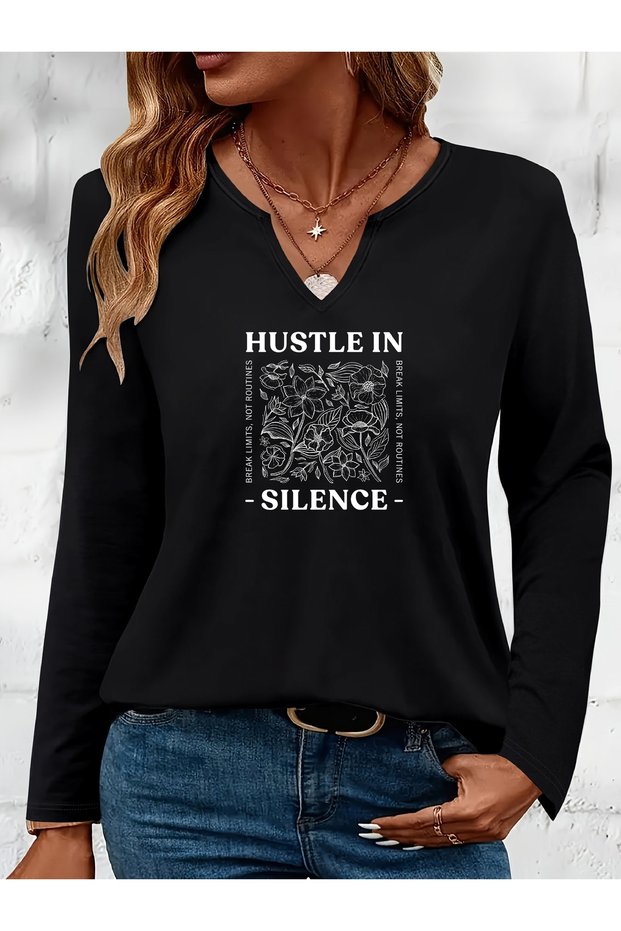 Mix-Printed Cotton-Lycra Half-V-Neck Short-Sleeved Blouse