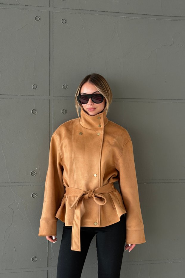 Stand-Up Collar Suede Jacket