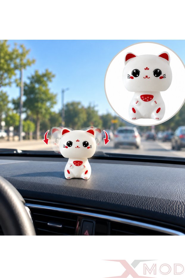Bobbing Cat Dashboard Ornament, Head-Bobbing Car Ornament, 1 Piece, Sitting Cat Car Accessory