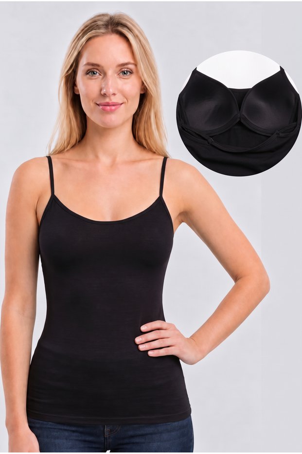 Women's 1211 Fine-Adjustable Strap Cotton-Lined Basic Tank Top