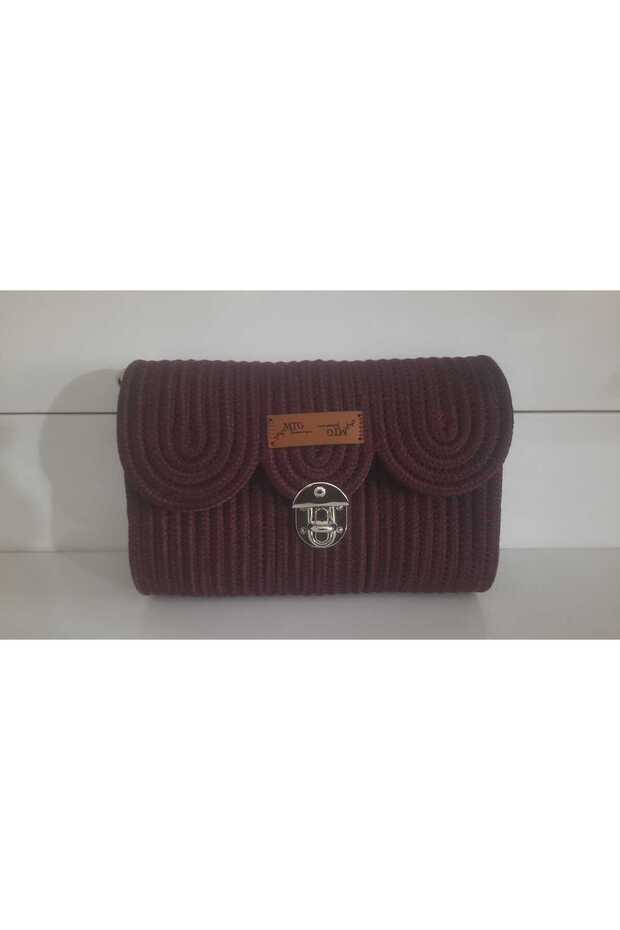 Papatya Model Stylish Shoulder Bag with Jute Cord Handle