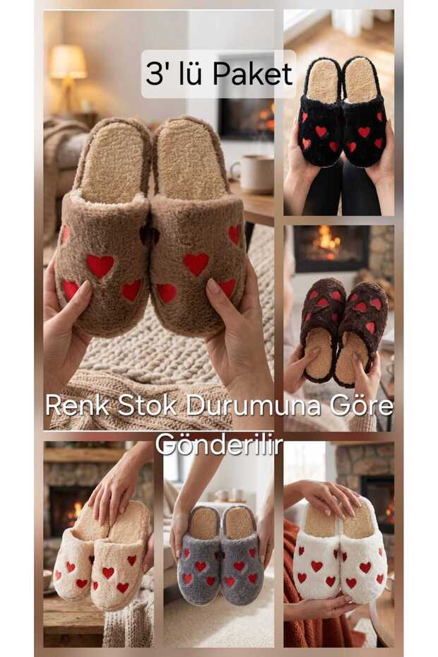 3-Pack Women's Patterned Plush House Slippers
