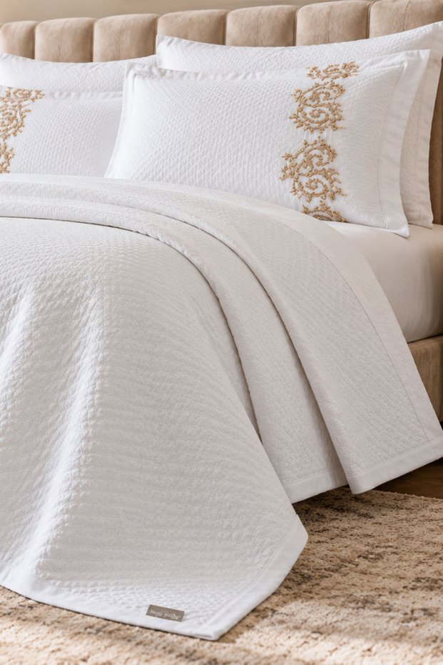 Como 100% Cotton Double Pique Bedspread Set