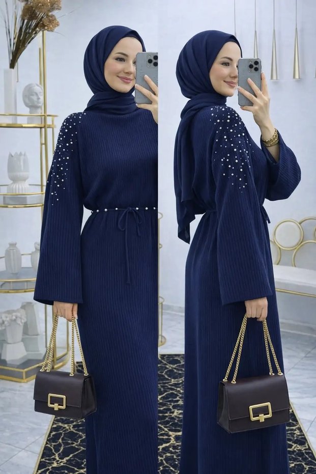 Women's Off-the-Shoulder Long Knit Dress, 135 cm, Standard Size, Fits Sizes 36–44