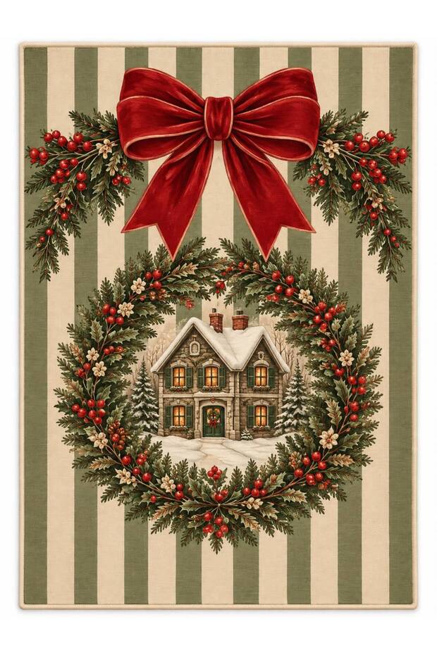ETA New Year's-Themed Patterned Woven Woven-Back Rug eta4469