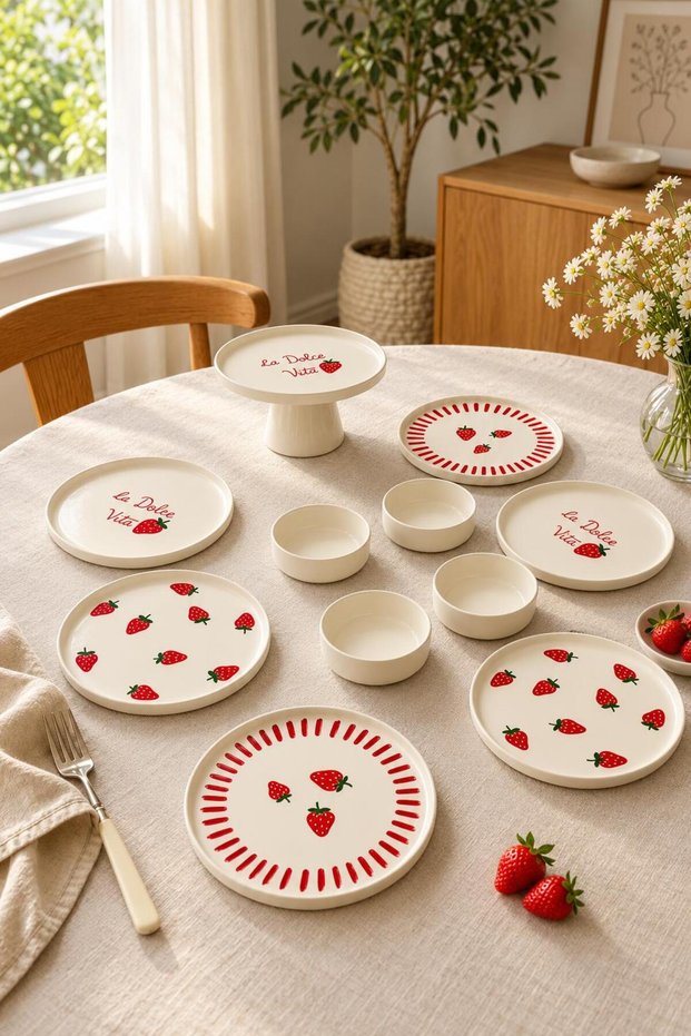 Modern 11-Piece Breakfast Set, 6-Person Ceramic Plate Serving Set, Pedestal-Style Serving Stand, Luxury Breakfast Serving Set, Plate