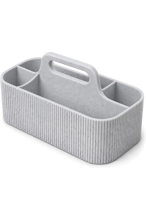Desk Caddy with Handle and 2 Removable Compartment Inserts, Art Supplies, Minimalist Matte, Marble