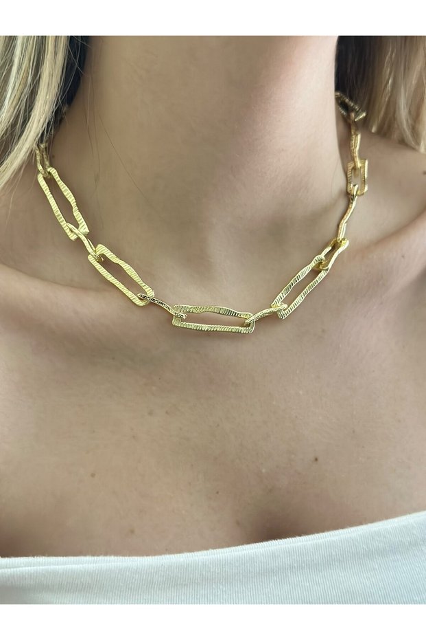 Line-Pattern Asymmetrical Necklace (Steel)
