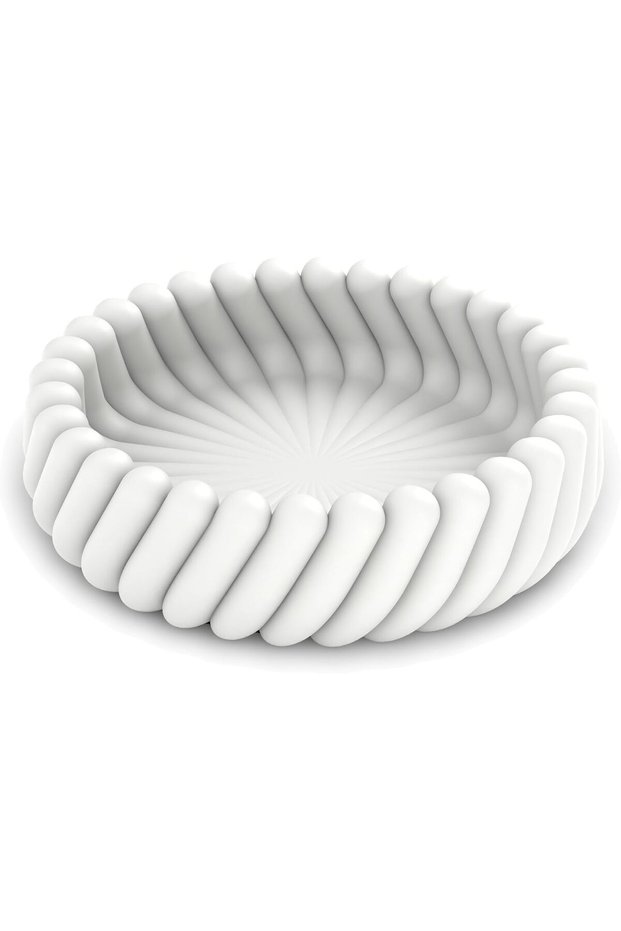 Spiral Ribbed Catchall Bowl, 16 cm Twisted Key Bowl for Entryway, Coins, Desk and Nightstand, White