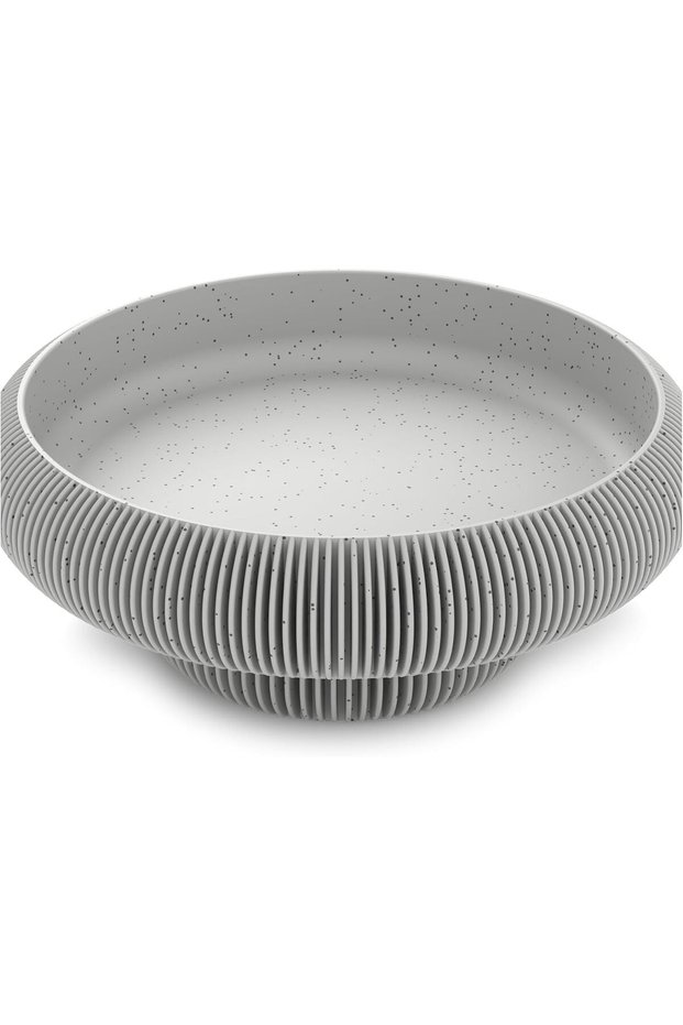 Ribbed Bowl with Hidden Twist-Lock Container, Entryway Desk Vanity Organiser, 20.5 cm, Marble