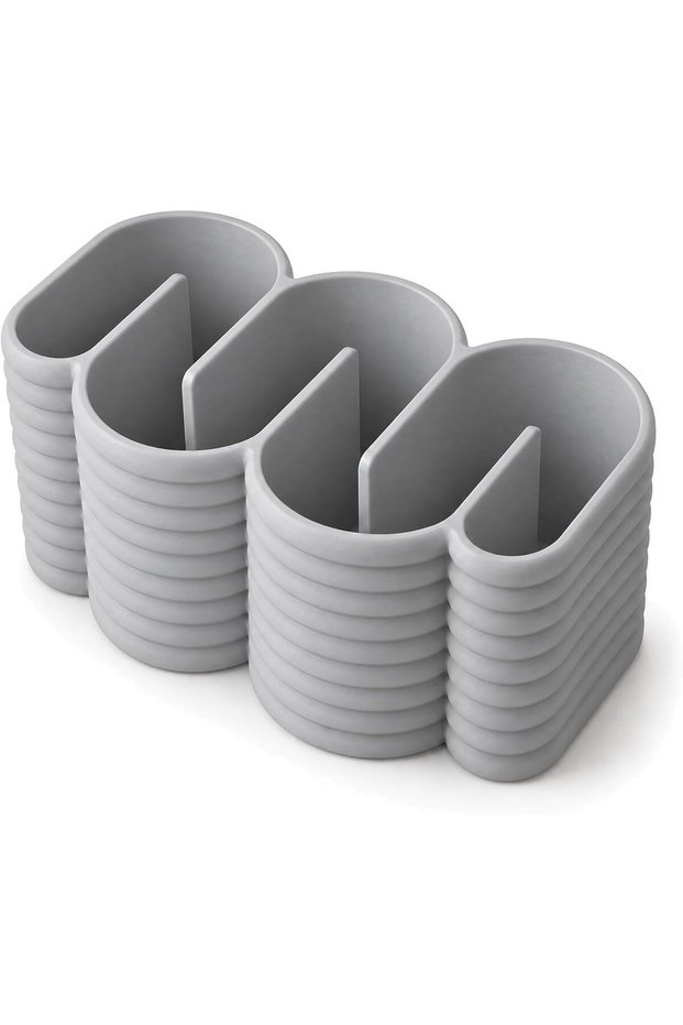 Wavy Desk Organizer with 2 Removable Inserts, Scissors, Minimalist Matte, Light Gray