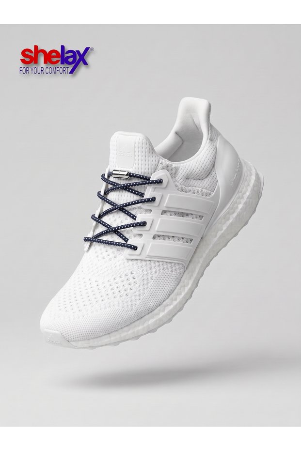 Smart Shoe Laces with Round Metal Caps and Lock - Heathered Navy Blue