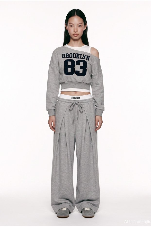 Ribbed Knit Women's Sweatpants with Shaping Panel PNT02439 Heather Gray