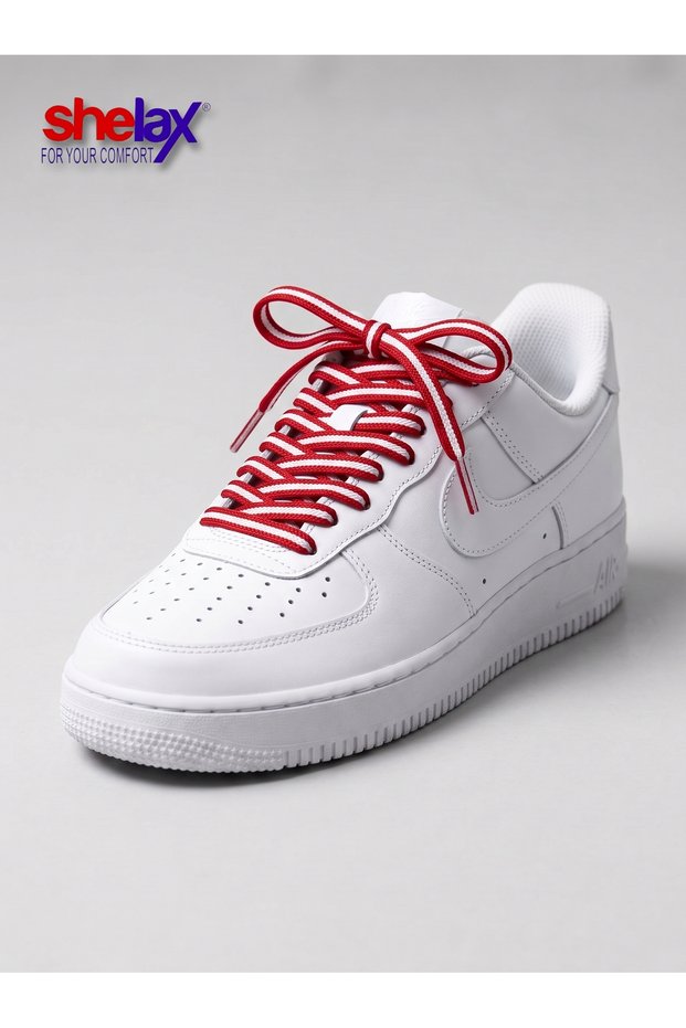Flat Smart Shoelaces - Red and White Stripes