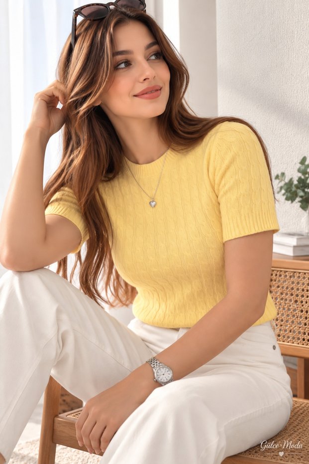 Women's Basic Short Sleeve Summer Knitwear Blouse T-Shirt