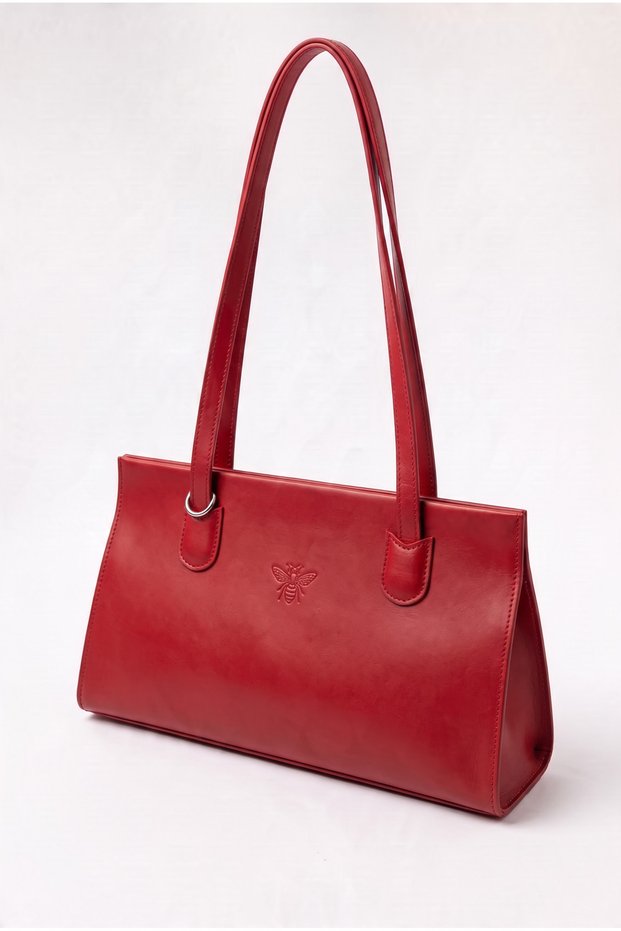 Mira Model Red Women's Shoulder and Clutch Bag with Magnetic Closure - Women's Shoulder Bag