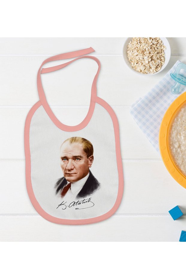 BK Kids Ataturk Themed Pink Baby Food Bib-12