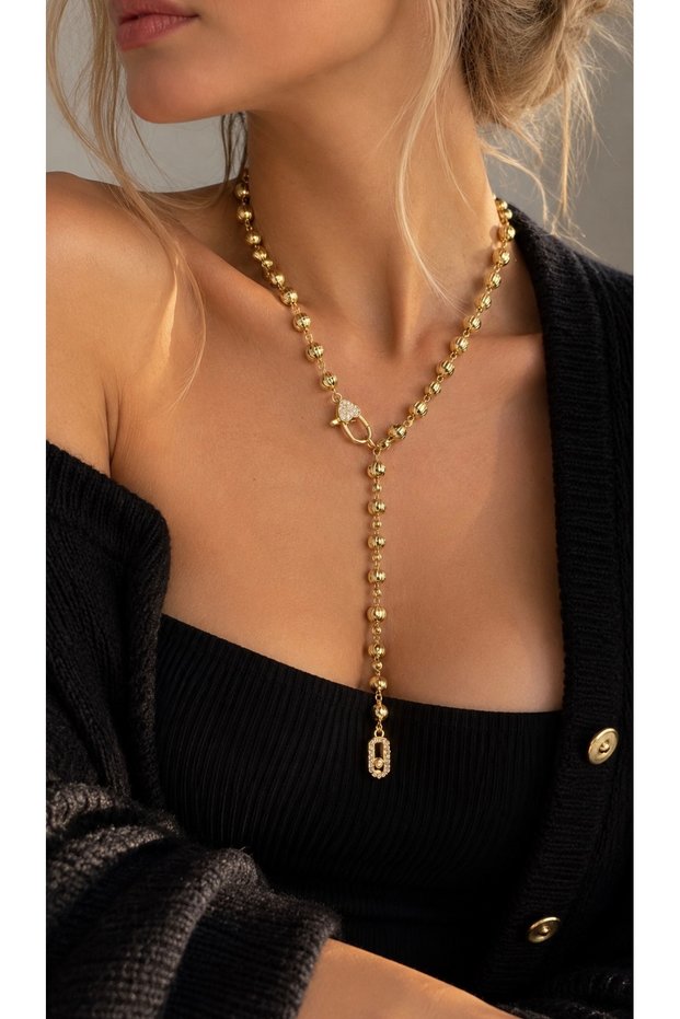 Dorica Y-Shaped Necklace with Lock Detail