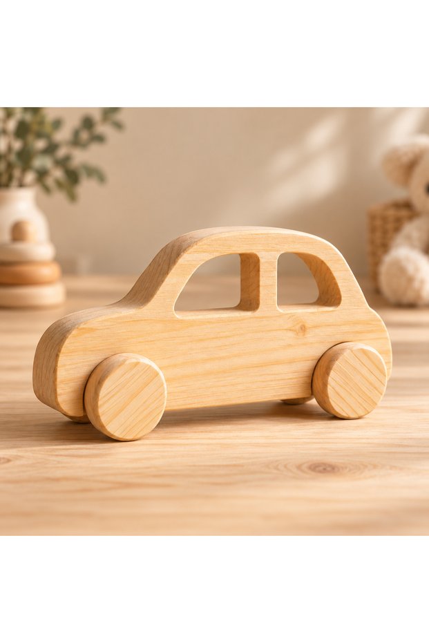 Wooden Paintable Toy Car, Handmade, Natural, Gift-Quality Toy