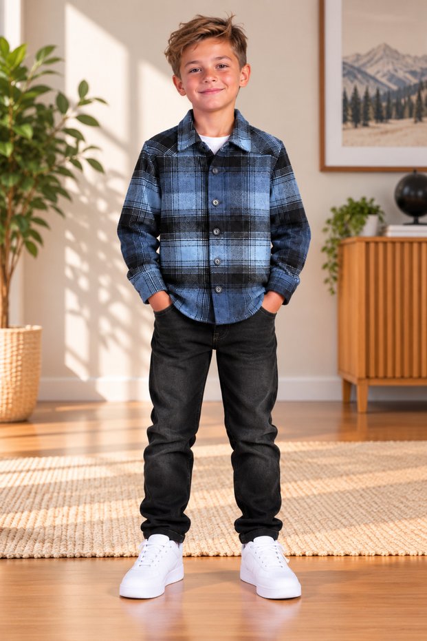 Winter Holiday flannel shirt for Ages 5–12
